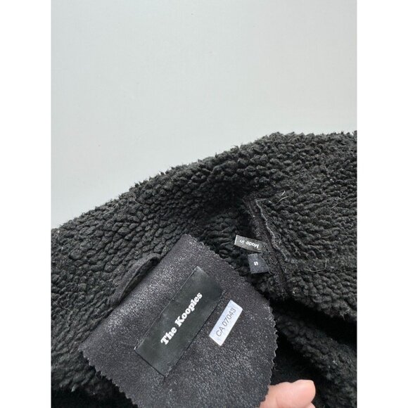 THE KOOPLES Black Faux Leather Shearling Motorcycle Moto Jacket, Size S - Picture 12 of 14